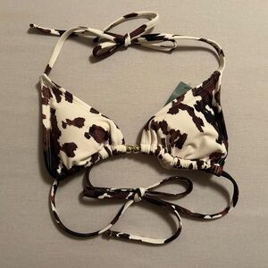 Wild Fable Cow Print Bikini Top XS | Triangle Halter Swim | Western Trend | NWT